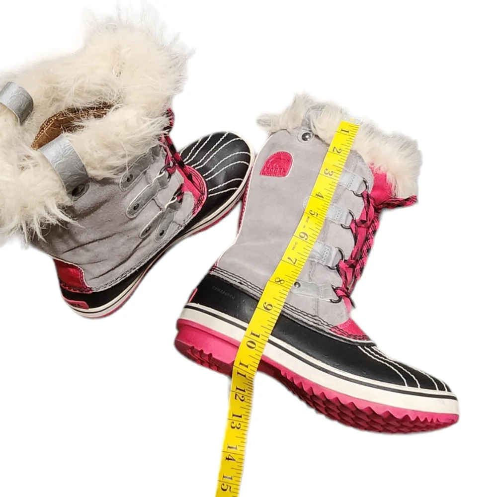 Sorel Joan of Arctic Faux Fur Lace Up Grey/Pink/Black Winter Snow Boots 4